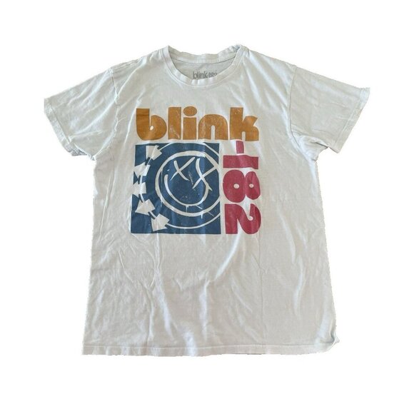 Blink 182 Blink-182 Band Self Titled Smiley Face White Shirt Mens Xl - Picture 1 of 5